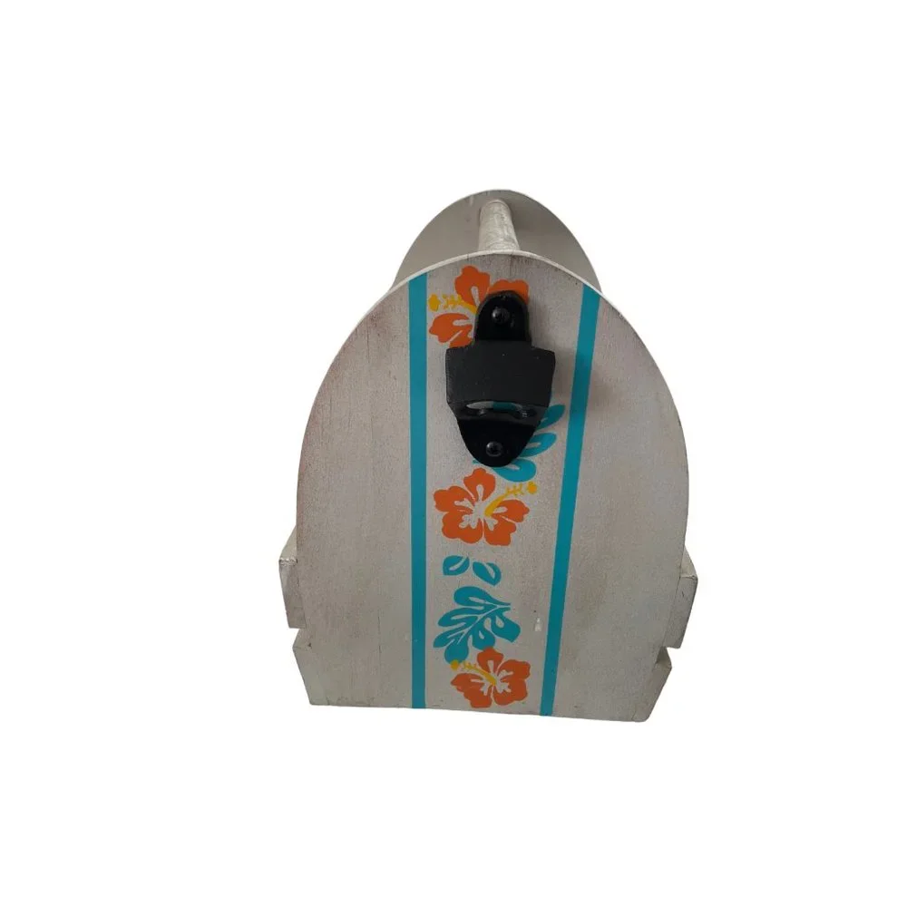 Tommy Bahama Tropical Surf Board Wood Crate Drink Caddy & Bottle Opener Tiki Bar